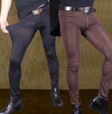 Men's Fashion and Casual High Elastic Tight Pants Slim Strench Trousers Clubwear