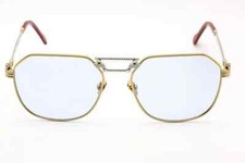 New Porta Romana PR1266-100BP Gold/Silver Metal Frame Light Blue Lens Sunglasses