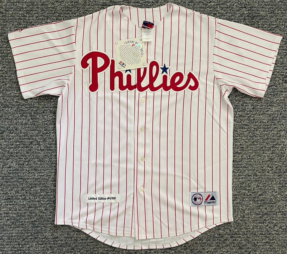Majestic フィラデルフィア・フィリーズ ストライプジャージ Vintage Majestic Authentic Philadelphia Phillies Button-Up