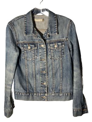 Vintage J Crew Womens S Denim Trucker Western Jacket w/Distressed Elbows