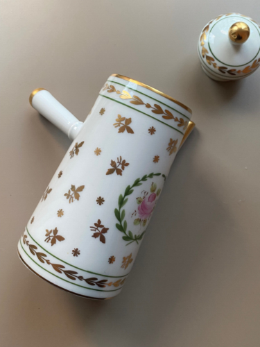 FRANCE Singer LIMOGES tete-a-tete Goldrand Paint Main Blumenmotiv Moccakanne - Bild 13 von 14