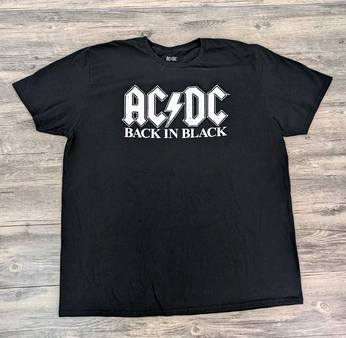 AC/DC Back In Black Logo Offical Retro Band T Shirt … - Gem