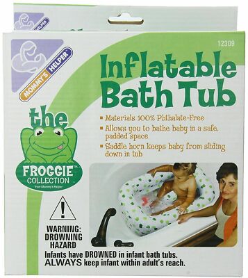 Mommy s Helper Inflatable Bath Tub Froggie Collection, White/Green, 6-24 Months