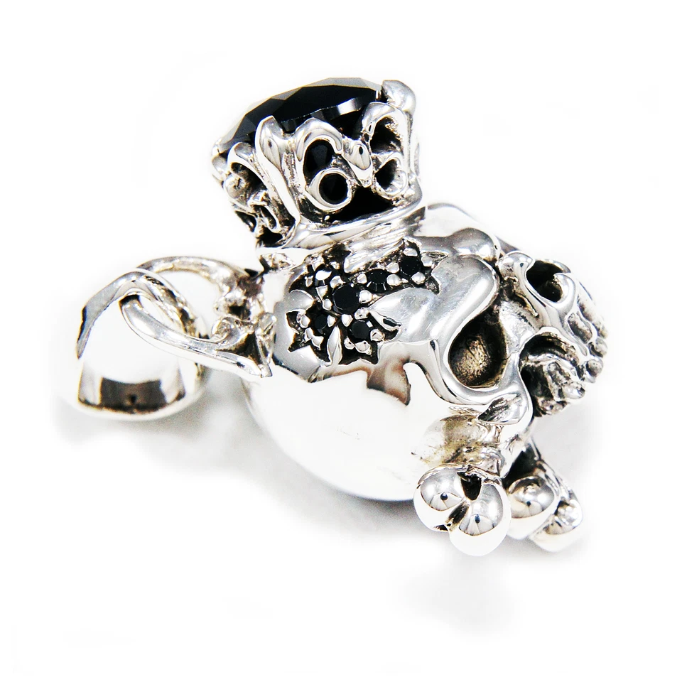 КРЕСТ КОСТИ CROWN череп черный Cz 925 пробы мотоциклиста готический подвеска db-049 - Изображение 3 из 4