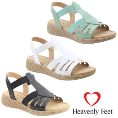 Ladies Heavenly Feet Sadie Low Wedge Open Toe Slingback Summer Comfort  Sandals UK