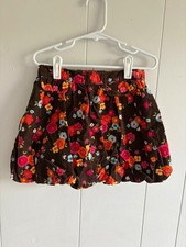 Girls 5 Vintage Gymboree Brown Colorful Floral Bubble Mini Skirt