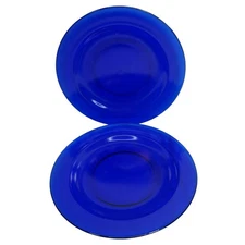 Anchor Hocking Cobalt Blue Salad Plates Lot of 2 Vtg 8.5" Tableware