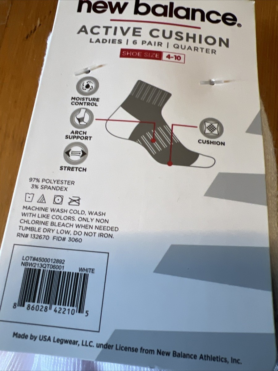 6 NWT Women's NEW BALANCE CUSHION Low-Cut Socks! Shoe Size 4-10