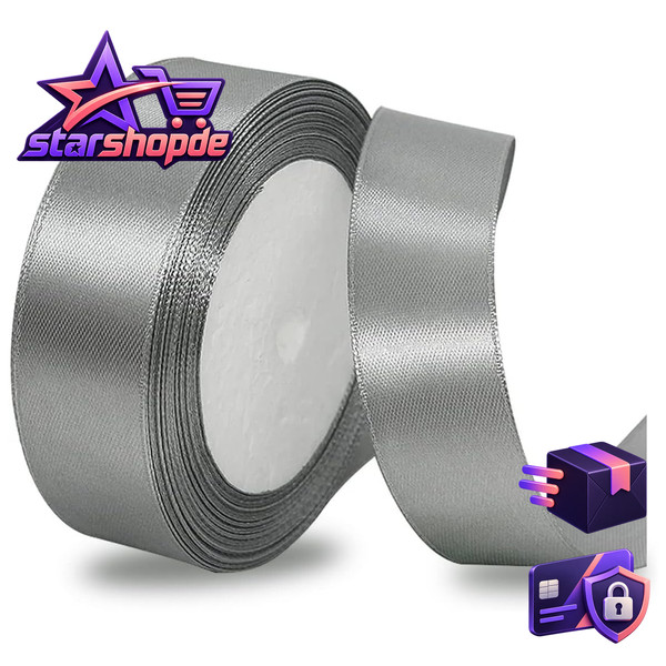 Satinband Grau 25Mm 23M Geschenkband FüR Geschenkverpackungen Deko-image