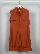 Prada Orange Shirt Dress Sleeveless Cotton Poplin Flap Pockets IT 40