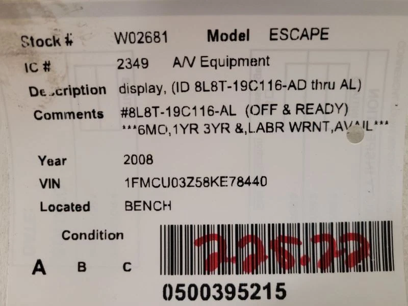 Аудиооборудование радио дисплей ID 8L8T-19C116-AD сквозной Al подходит для 08 ESCAPE 1547363 - Изображение 4 из 4