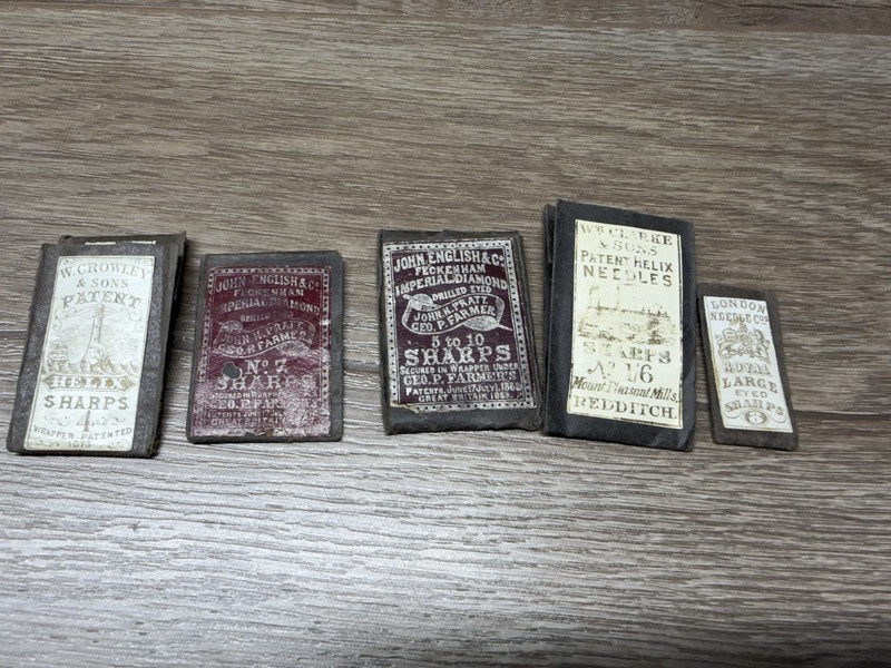 Antique John English & Co Crowley Etc Feckenham England Sewing Needle Packet Lot