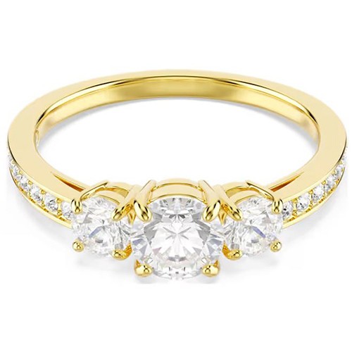 Swarovski Stilla Attract Ring, Rundschliff, 18K Goldbeschichtet Weiß Größe 58 - Image 2
