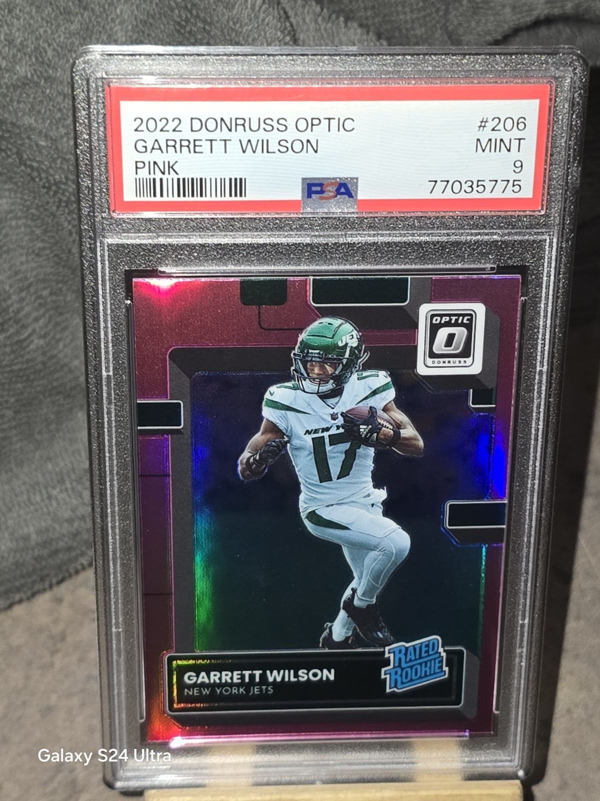 2022 Panini Donruss Optic Garrett Wilson Pink Holo Rated Rookie #206 Psa 9