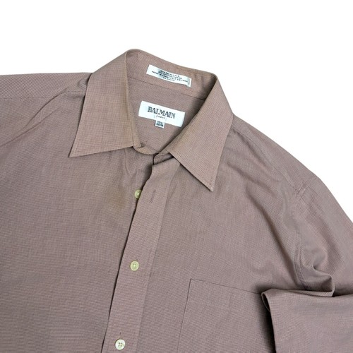 Balmain, BALMAIN PARIS Vintage Dress Shirt Red Retro Casual Button-Down Mens XL
