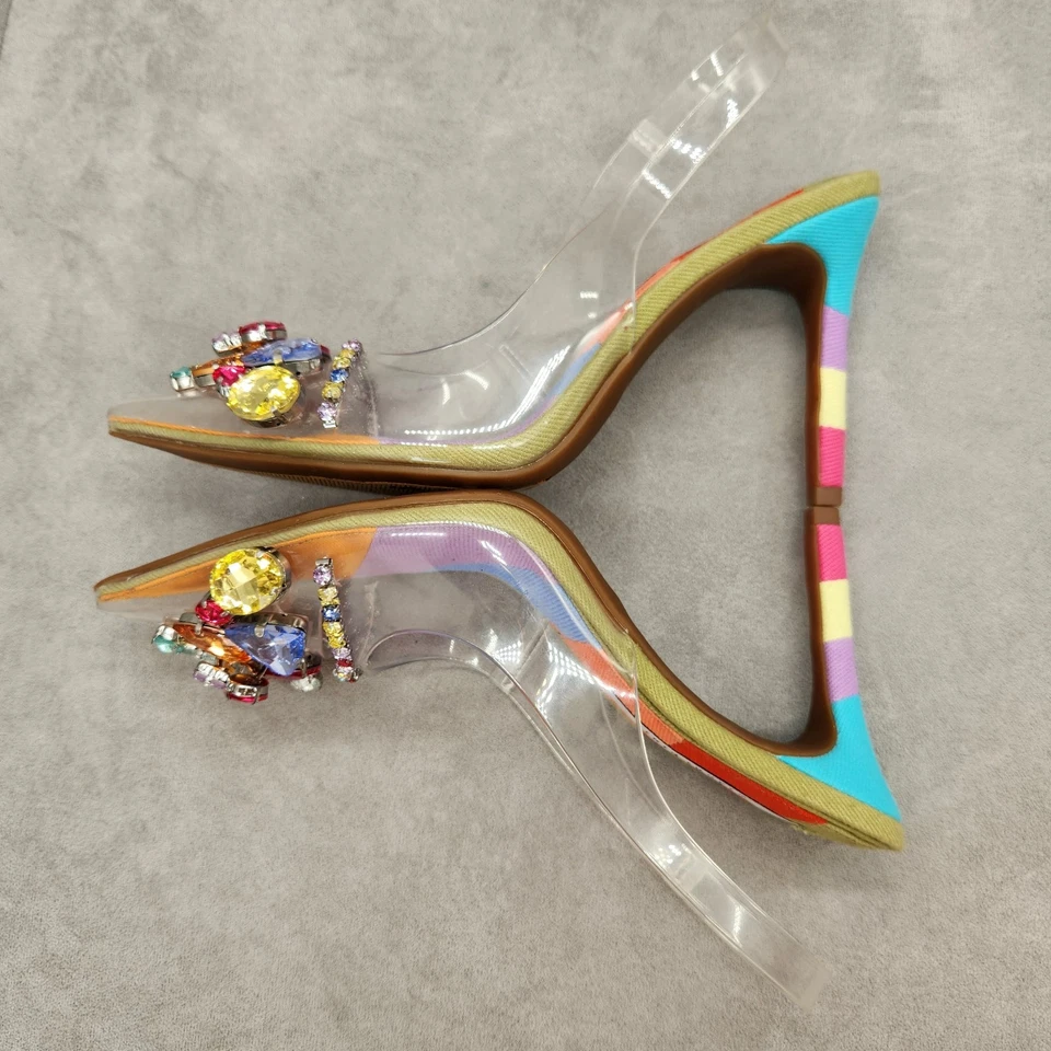 Zapatos de salón Gianni Bini 8 transparentes Mardona arco iris joya declaración nuevos $120 Foto 3 de 4