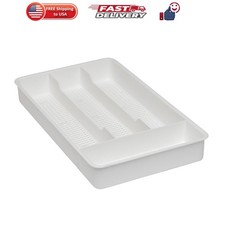 Small Utensil Silverware Kitchen Drawer Organizer, White Keeps forks, spoon...
