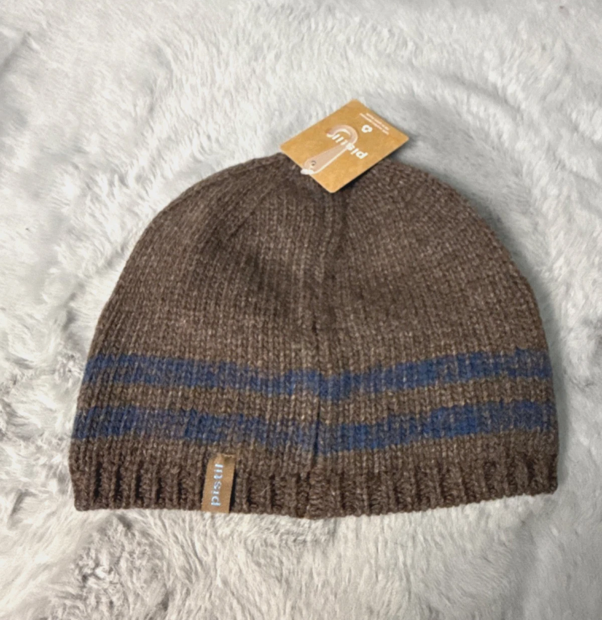 Pistil Elroy Beanie Wool Blend Fleece Headband Brown Blue Stripes Men's One size