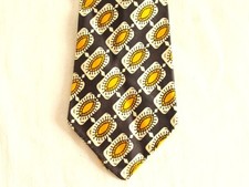 VTG 50'S BEAU BRUMMEL BLACK W WHITE GOLD ABSTRACT CENTER ROCKABILLY NECKTIE