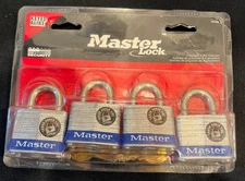NEW MASTER LOCK 3008D 4 PACK STEEL KEYED LAMINATED PADLOCKS  W/ 4 KEYS