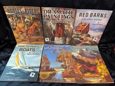 LOT K: 6 WALTER FOSTER ART INSTRUCTION BOOKS,Free Shipping Old West,Boats,Barns