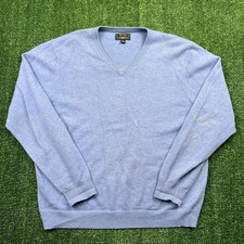 Club Room Sweater Men's Large Blue V-Neck 100 Cashmere Long Sleeve Pullover