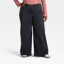 Women's High-Rise Wide Leg Jeans - Ava  Viv Black Wash 24