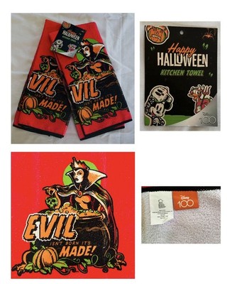 Disney Halloween Kitchen Dish Towels Evil Queen Villain NEW Set of 2