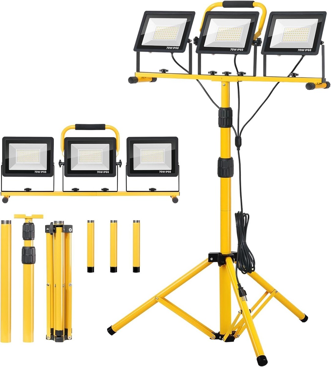 ライト・ランタン a_stand_www asimocrafts pastime what we 21000Lumen LED Work Lights with Stand - 3 Head Portable