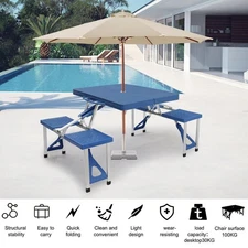 Garden Portable Folding Picnic Table Camping Party Outdoor 4 Seats Set