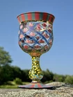 MacKenzie-Childs Vintage Circus Arbor Rose Goblet – 1991, Hand painted