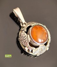 Fischland Anhänger 835er Silber/ Bernstein mit Punze