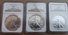 Lot/3  1987-1989 American Silver Eagle NGC MS69 Brown Label PQ