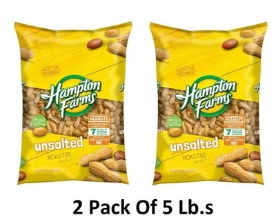 2 PACK Hampton Farms Unsalted In-Shell Peanuts 10 lbs. TOTAL