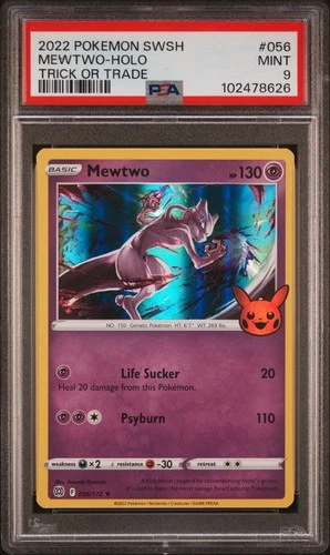 2022 POKEMON SWORD & SHIELD BRILLIANT STARS #056 MEWTWO-HOLO PSA 9