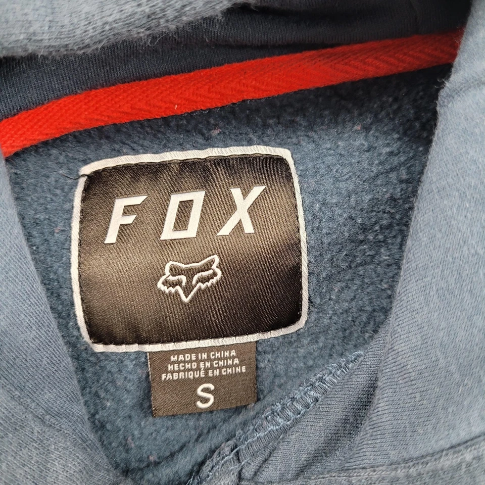 Fox Racing 本田连帽衫男式小号蓝色白色红色套衫越野图案 — 第 3/4 张图片