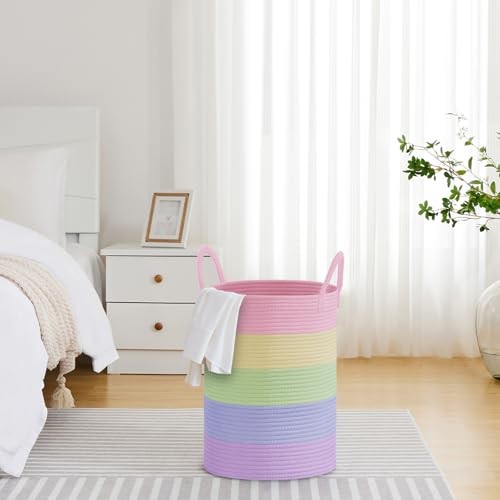 Large Laundry Hamper, Tall Woven Rope Storage Basket for Blanket, Toys, Dirty - Picture 5 of 7
