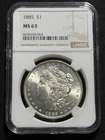 1885 $1 Morgan Silver Dollar NGC MS63