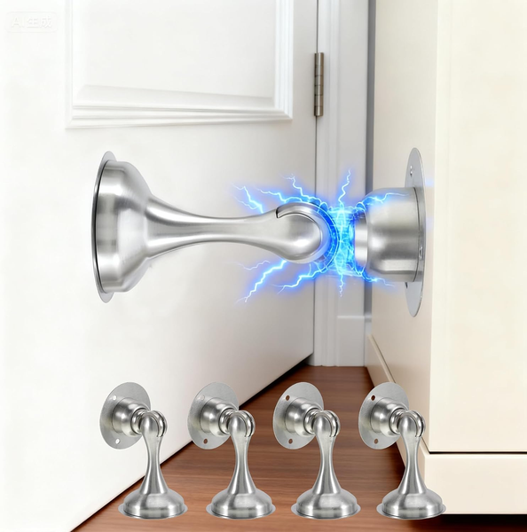 Magnetischer TüRstopper 4 StüCk, Edelstahl Magnet Door Stopper Selbstklebend Doo-image