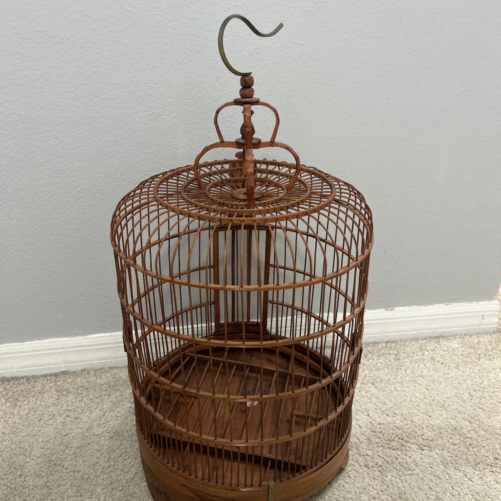 Vintage Handcrafted Chinese Bamboo Bird Cage 23x13