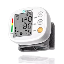 LCD Screen Wrist Blood Pressure Monitor Adjustable Cuff Heart Rate Machine