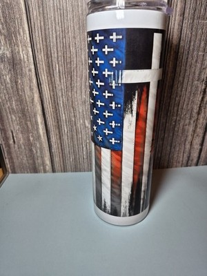 FAITH with A CROSS 30oz SKINNY Beverage Tumbler Lid Straw Insulated Cup