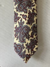 Wembley Men's Necktie Tie Silk Yellow Maroon Gray Paisley Made in USA 58"