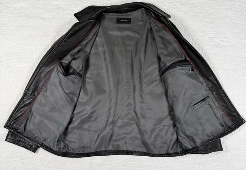 Milestone Kelly Mens XL Black Genuine Leather Jacket Full Zip Classic image 12