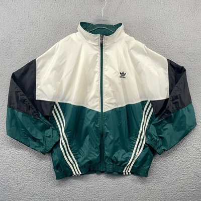 Vintage Adidas Jacket Mens Large Green Black Colorblock Nylon G