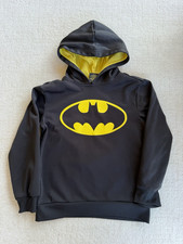 DC Comics Batman Boys M Black/Yellow Fleece Graphic Print Pullover Hoodie
