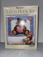 NEW Old Stock Sealed CARON HEART BEAR Latch Hook 15"x20" Kits With Hook