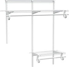 2-4 Ft. Expandable Closet Organizer System Kit, White Custom Metal Wire Shelving