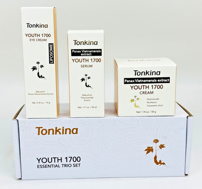 Tonkina Youth 1700 Essential Trio Set, Vietnamese Ginseng Anti-Aging Skin Care