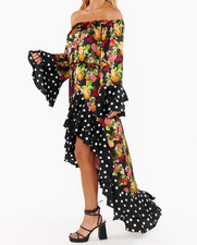 Show Me Your Mumu Women's Small Dress Dream Maxi Tropical Sangria Off Shoulder